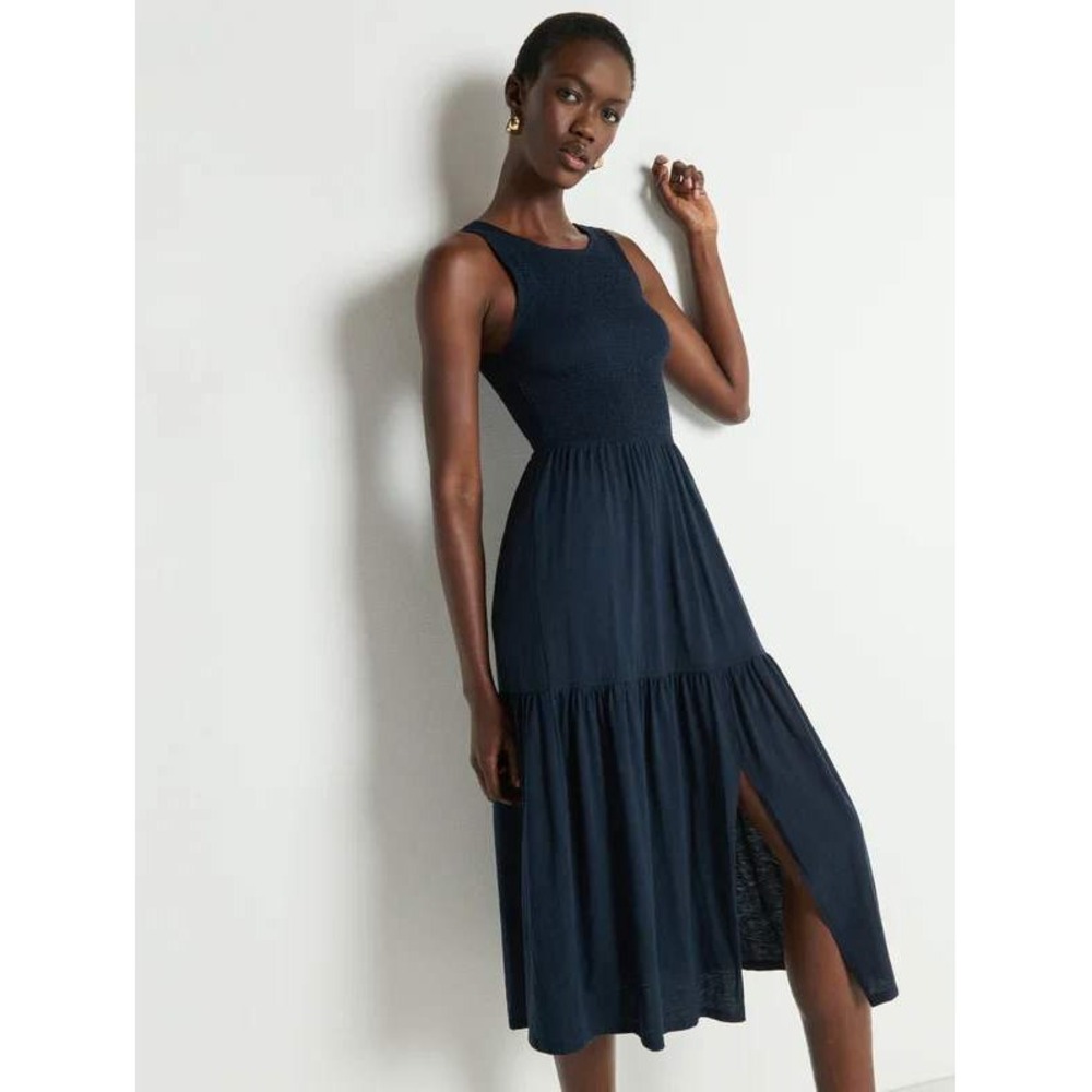 Nation LTD Los Angeles Clementine Smocked Midi Dress Navy Size XS
